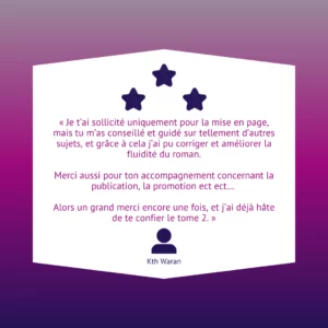 Témoignage de Waran après notre travail sur la mise en page de son livre