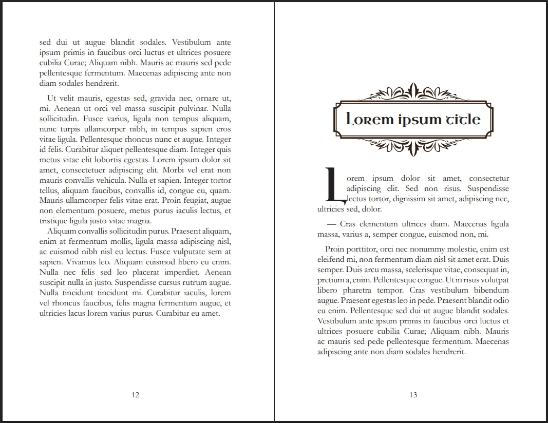Habillage d'un titre de chapitre en mise en page et lettrine